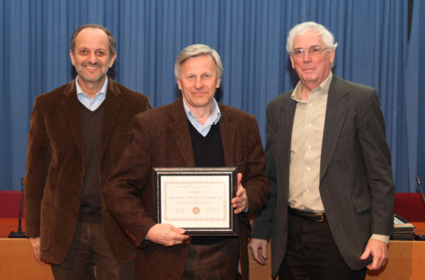 on the left - Guido Tonelli - (The CMS Experiment Spokesperson), on the right - Dan Green (The CMS Collaboration Board Chairperson)