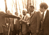M.A.Markov,M.L.Keldysh, A.N.Tavkhelidze, G.K.Skryabin  at laying of the foundation stone  of the INR RAS (Troitsk)